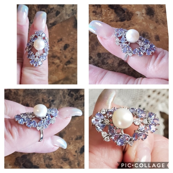 Genuine 6.4ct, 14k W.Gold, 925 Tanzanite Ring 7 - Picture 3 of 7